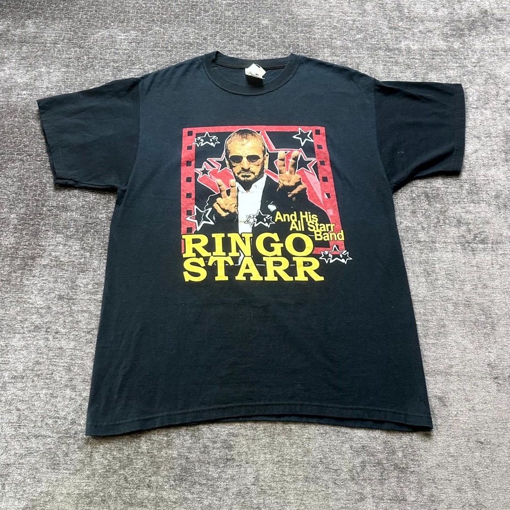 Ringo Starr and His All-Starr Band 2008 Summer Tour T-Shirt Mens L Black Graphic - Picture 1 of 6
